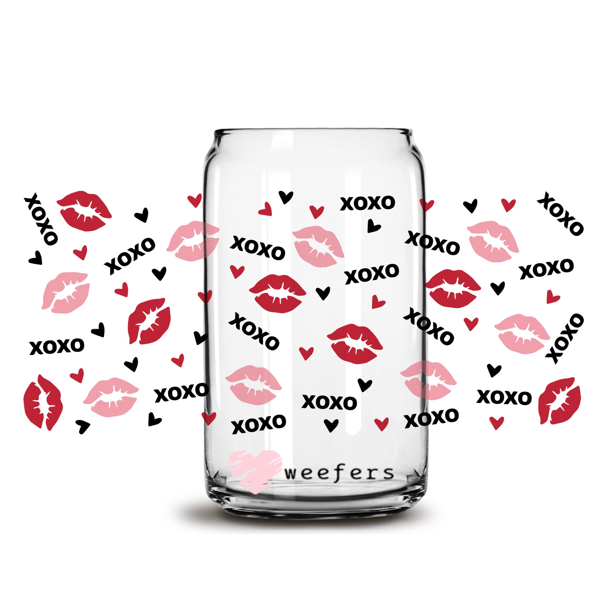 Valentine Lips XOXO Libbey Glass Can Wrap UV DTF Sublimation Transfers - Weefers