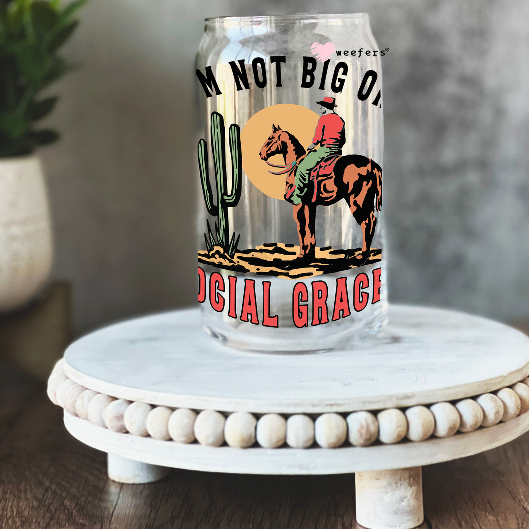 Not Big on Social Graces 16oz Libbey Glass Can UV-DTF or Sublimation Wrap - Decal