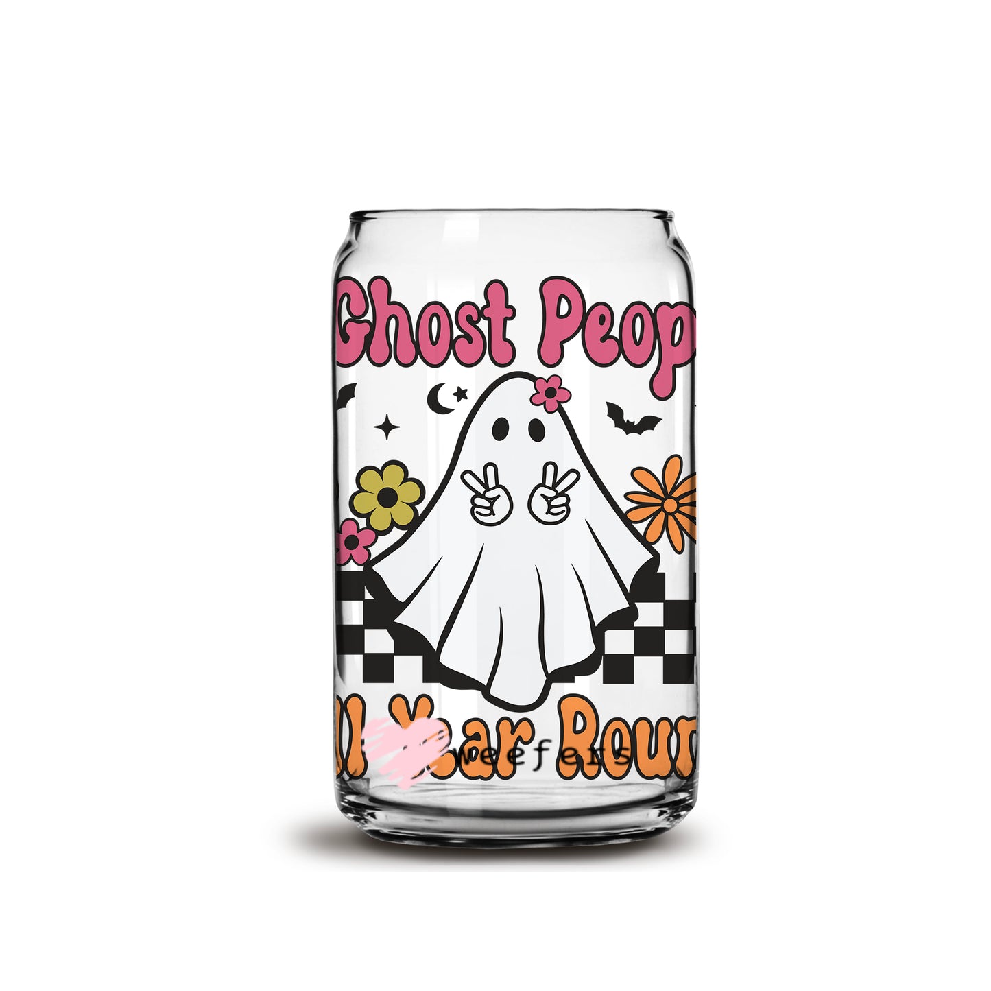 I Ghost People Year Round 16oz Libbey Glass Can UV DTF or Sublimation Wrap - Decal - Weefers