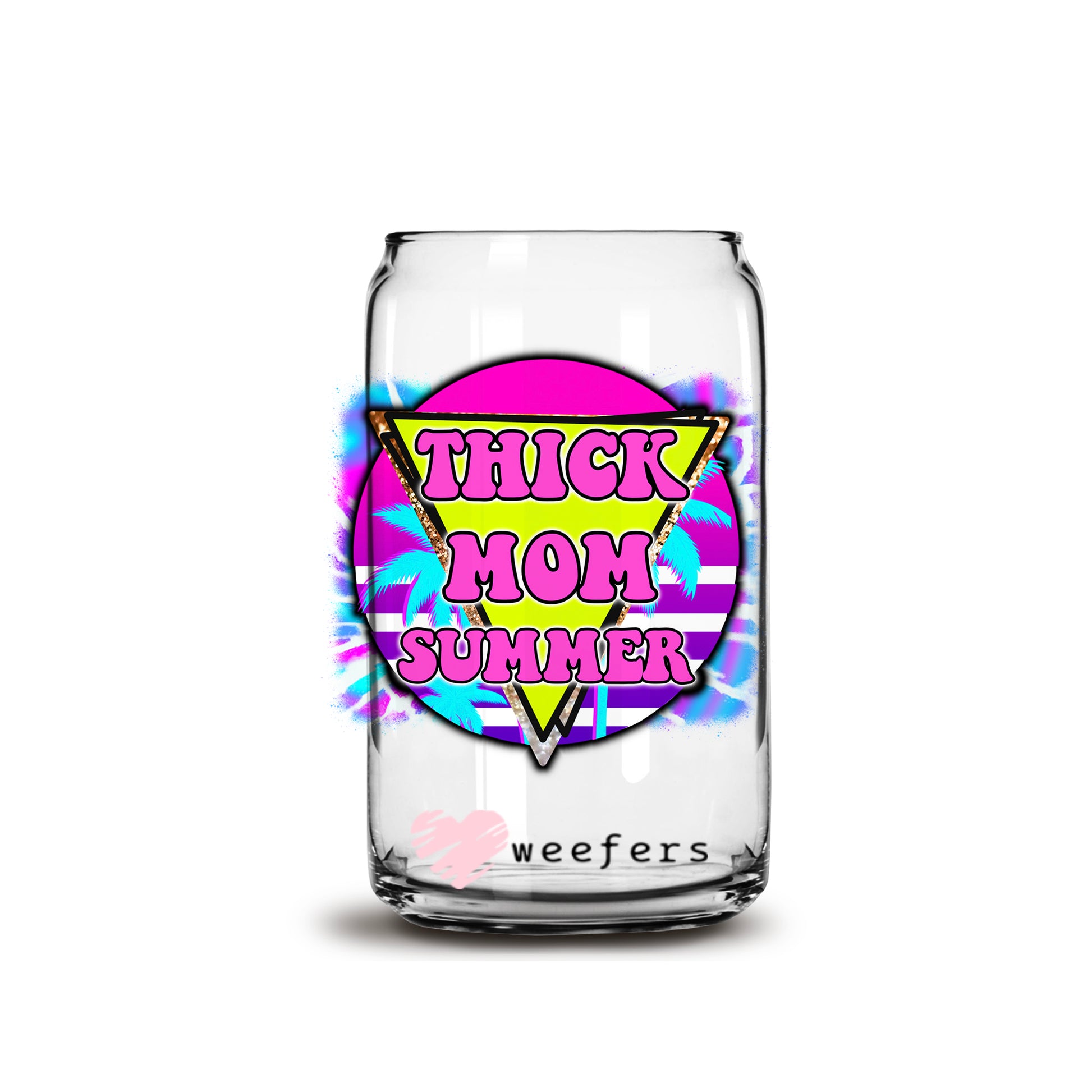 Thick Mom Summer 16oz Libbey Glass Can UV DTF or Sublimation Wrap - Decal - Weefers