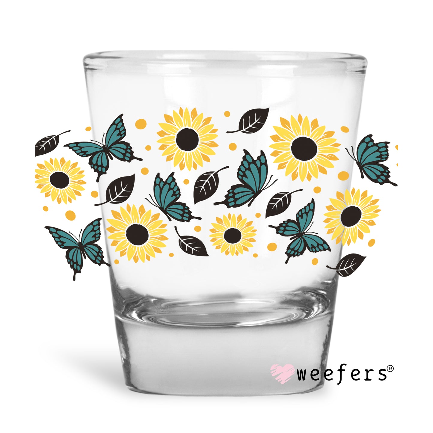 Sunflowers and Butterflies Shot Glass Short UV DTF or Sublimation Wrap - Decal - Weefers