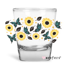 Load image into Gallery viewer, Sunflowers and Butterflies Shot Glass Short UV-DTF or Sublimation Wrap - Decal
