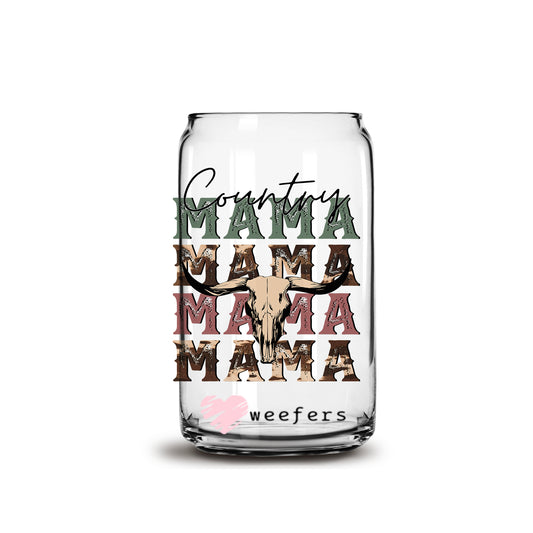 Country Mama 16oz Libbey Glass Can UV DTF or Sublimation Cup Wrap - Decal Transfer - Weefers