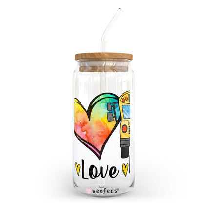 Peace Love Bus Driver 20oz Libbey Glass Can, 34oz Hip Sip, 40oz Tumbler UV DTF or Sublimation Decal Transfer - Weefers