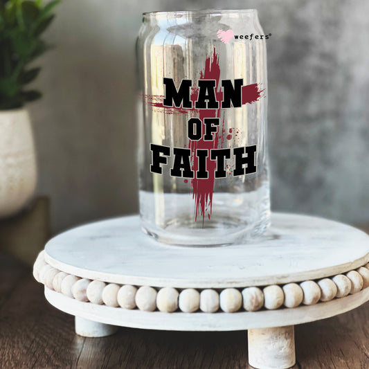 Man of Faith 16oz Libbey Glass Can UV DTF or Sublimation Wrap - Decal - Weefers