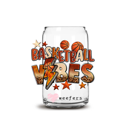 Basketball Vibes 16oz Libbey Glass Can UV DTF or Sublimation Cup Wrap - Decal Transfer - Weefers