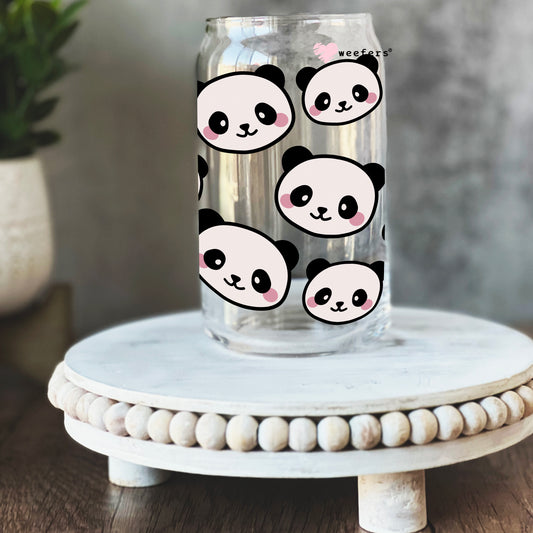 Cute Panda Faces 16oz Libbey Glass Can UV DTF or Sublimation Wrap - Decal - Weefers