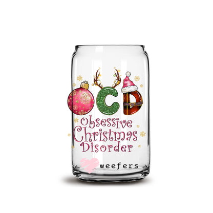 OCD Obsessed Christmas Disorder 16oz Libbey Glass Can UV DTF or Sublimation Wrap - Decal - Weefers