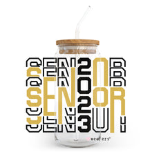 Load image into Gallery viewer, Gold Black Senior 2023 20oz Libbey Glass Can UV-DTF or Sublimation Wrap - Decal
