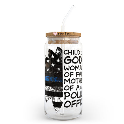 Christian Police Officer 20oz Libbey Glass Can, 34oz Hip Sip, 40oz Tumbler UV DTF or Sublimation Decal Transfer - Weefers