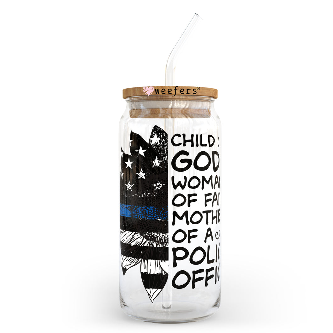 Christian Police Officer 20oz Libbey Glass Can, 34oz Hip Sip, 40oz Tumbler UVDTF or Sublimation Decal Transfer