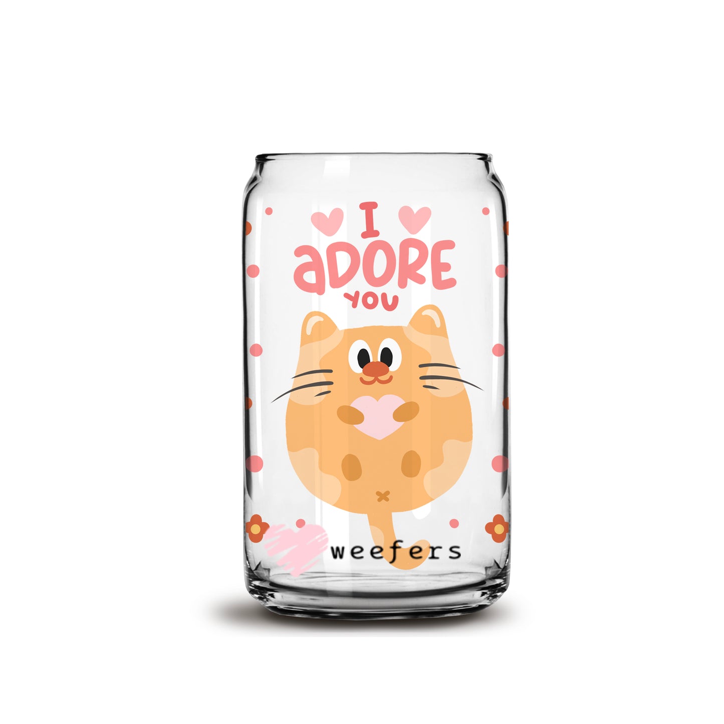 I adore You Cat 16oz Libbey Glass Can UV DTF or Sublimation Wrap - Decal - Weefers