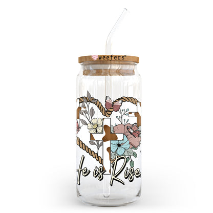 He is Risen Easter 20oz Libbey Glass Can UV DTF or Sublimation Wrap - Decal Transfer - Weefers