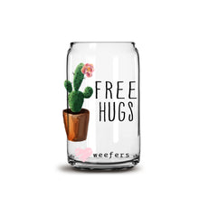 Load image into Gallery viewer, Free Hugs Cactus  16oz Libbey Glass Can UV-DTF or Sublimation Wrap - Decal
