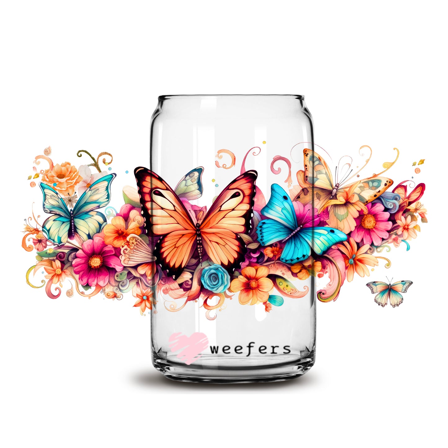 Oh Butterfly 16oz Libbey Glass Can UV DTF or Sublimation Wrap - Decal - Weefers