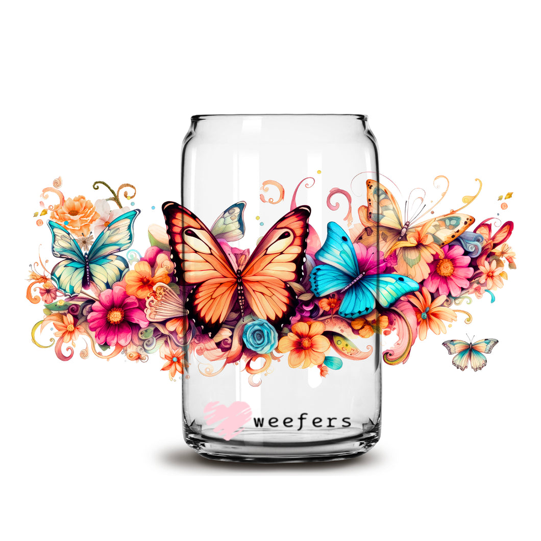 Oh Butterfly 16oz Libbey Glass Can UV-DTF or Sublimation Wrap - Decal