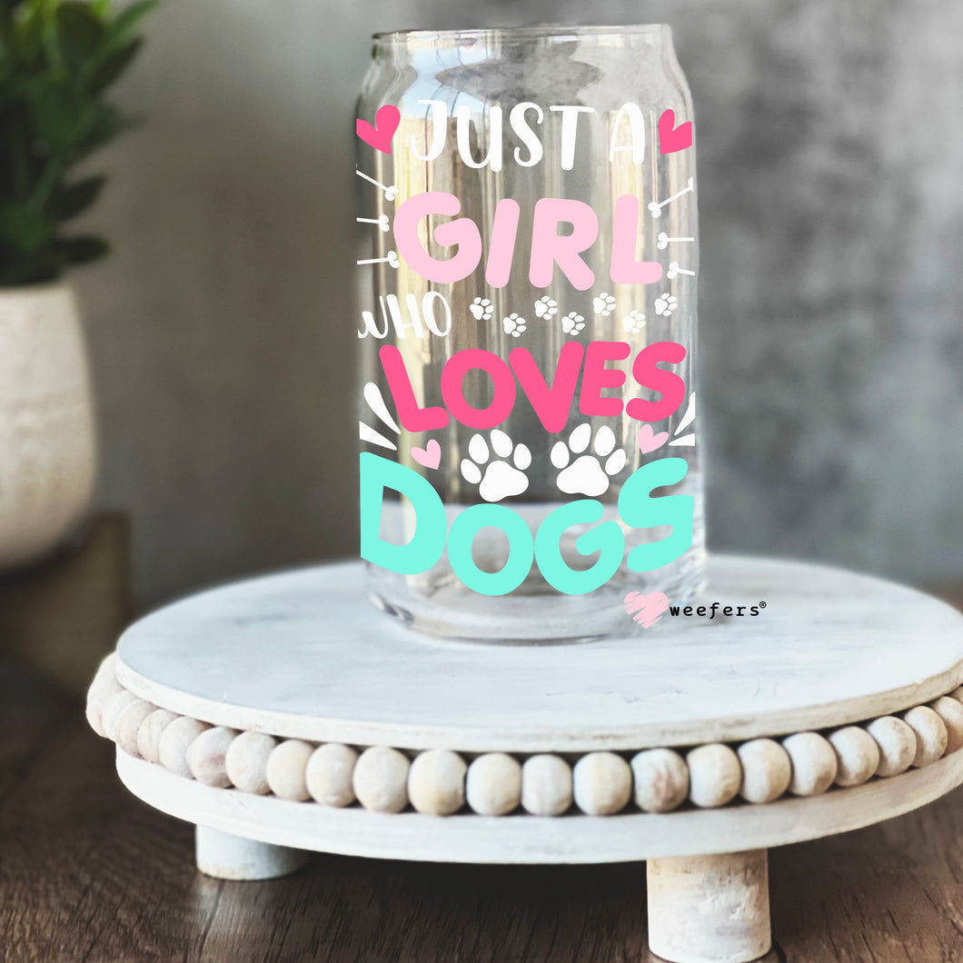 This Girl Loves Dogs 16oz Libbey Glass Can UV-DTF or Sublimation Wrap - Decal
