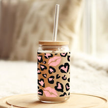 Load image into Gallery viewer, Pink and Black Leopard Lips 16oz Libbey Glass Can UV-DTF or Sublimation Wrap - Decal
