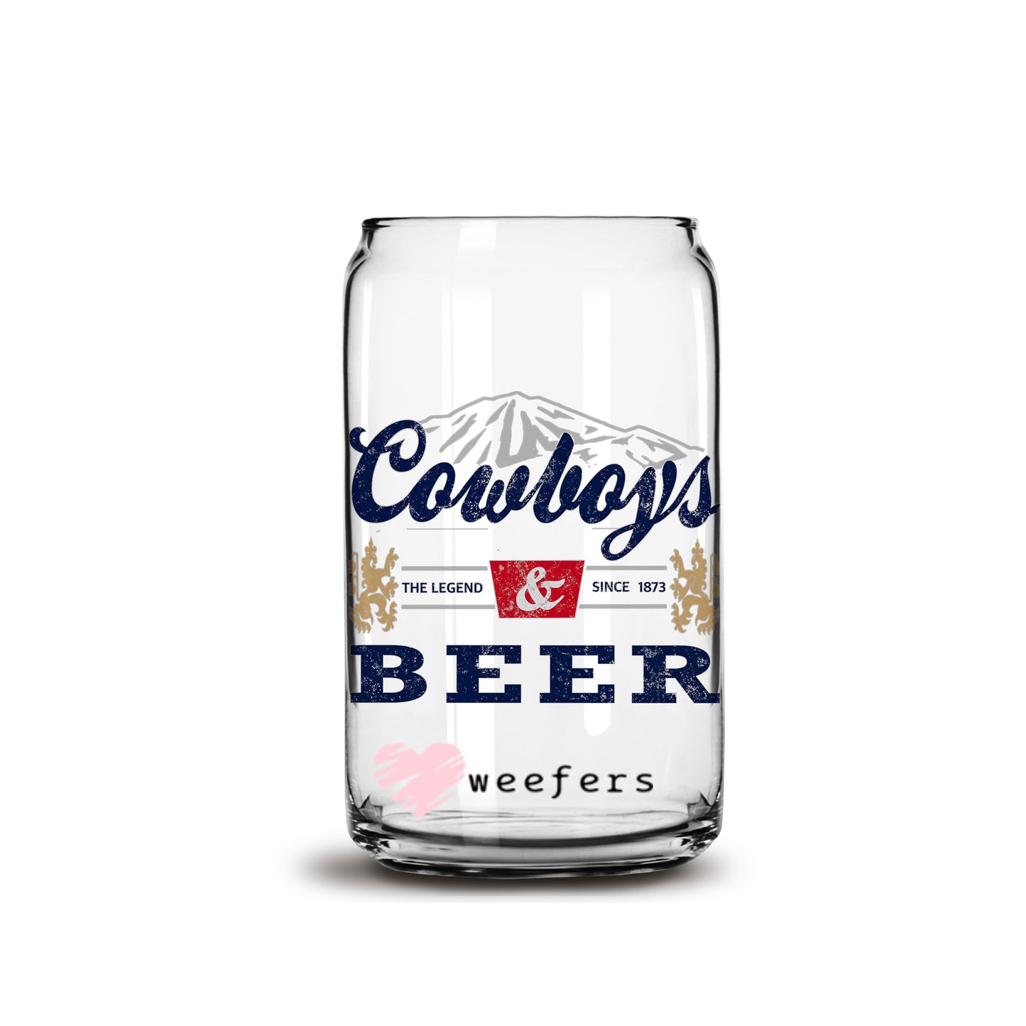 Cowboys and Beer Libbey Glass Can UV DTF or Sublimation Wrap - Decal - Weefers