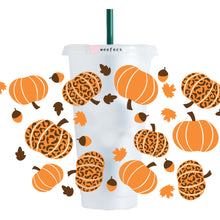 Load image into Gallery viewer, Leopard Pumpkins 24oz UV-DTF Cold Cup Wrap - Ready to apply Wrap - HOLE
