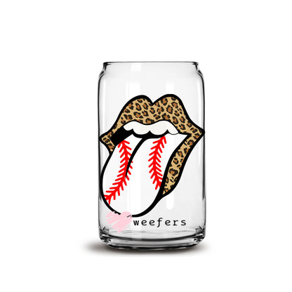 Leopard Lip Baseball Libbey Glass Can Wrap UV DTF Sublimation Transfers - Weefers