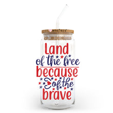 Load image into Gallery viewer, 4th of July Land of the Free because of the Brave 20oz Libbey Glass Can UV-DTF or Sublimation Wrap - Decal
