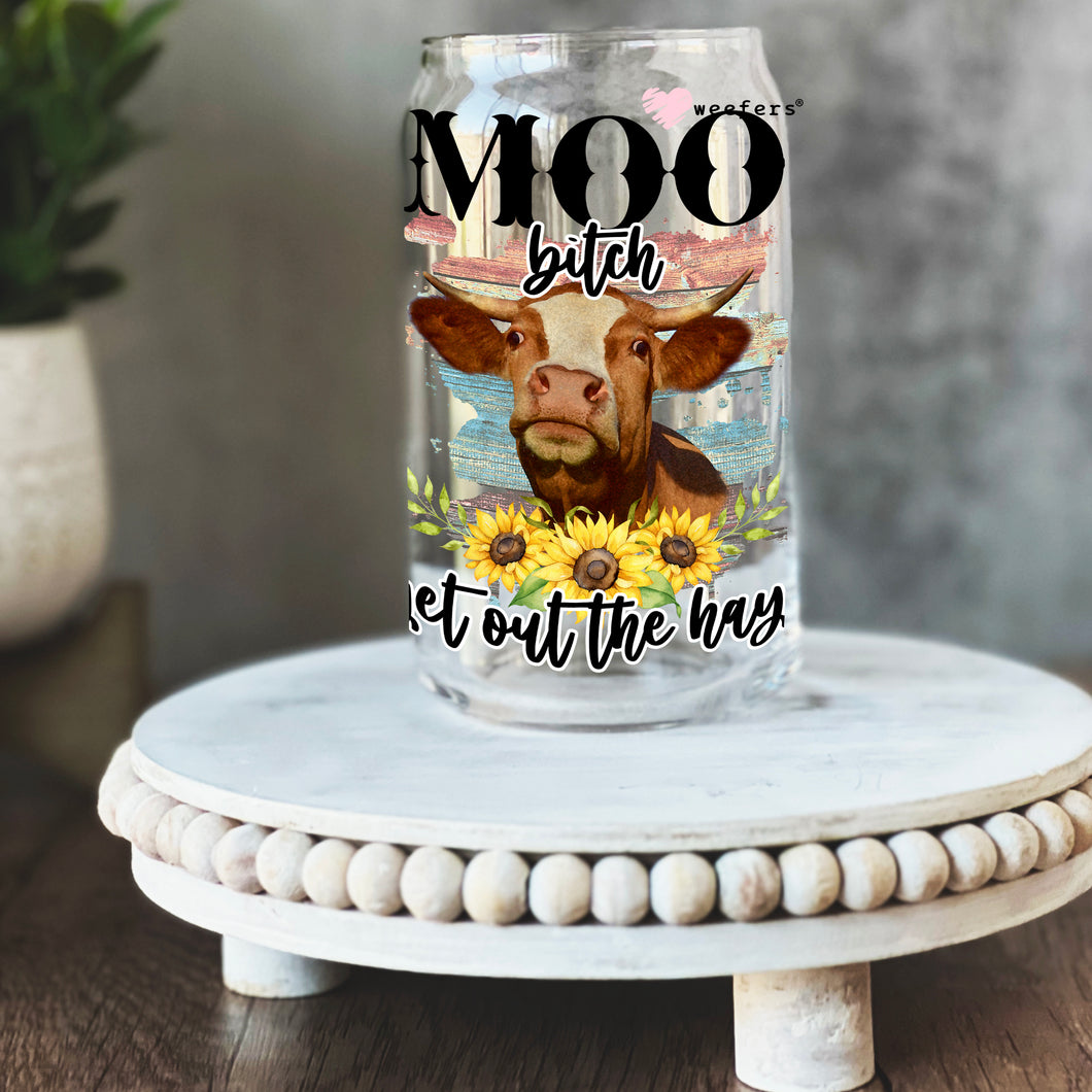 Funny Moo Cow 16oz Libbey Glass Can UV-DTF or Sublimation Wrap - Decal