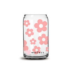 Load image into Gallery viewer, Retro Coral Flowers Retro Libbey Glass Can Wrap UV-DTF Sublimation Transfers
