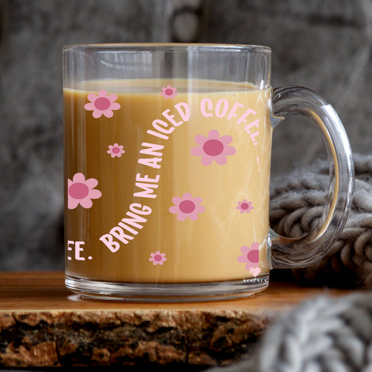 Pink Bring Me Iced Coffee 11oz Coffee Mug UV DTF or Sublimation Wrap - Decal Weefers