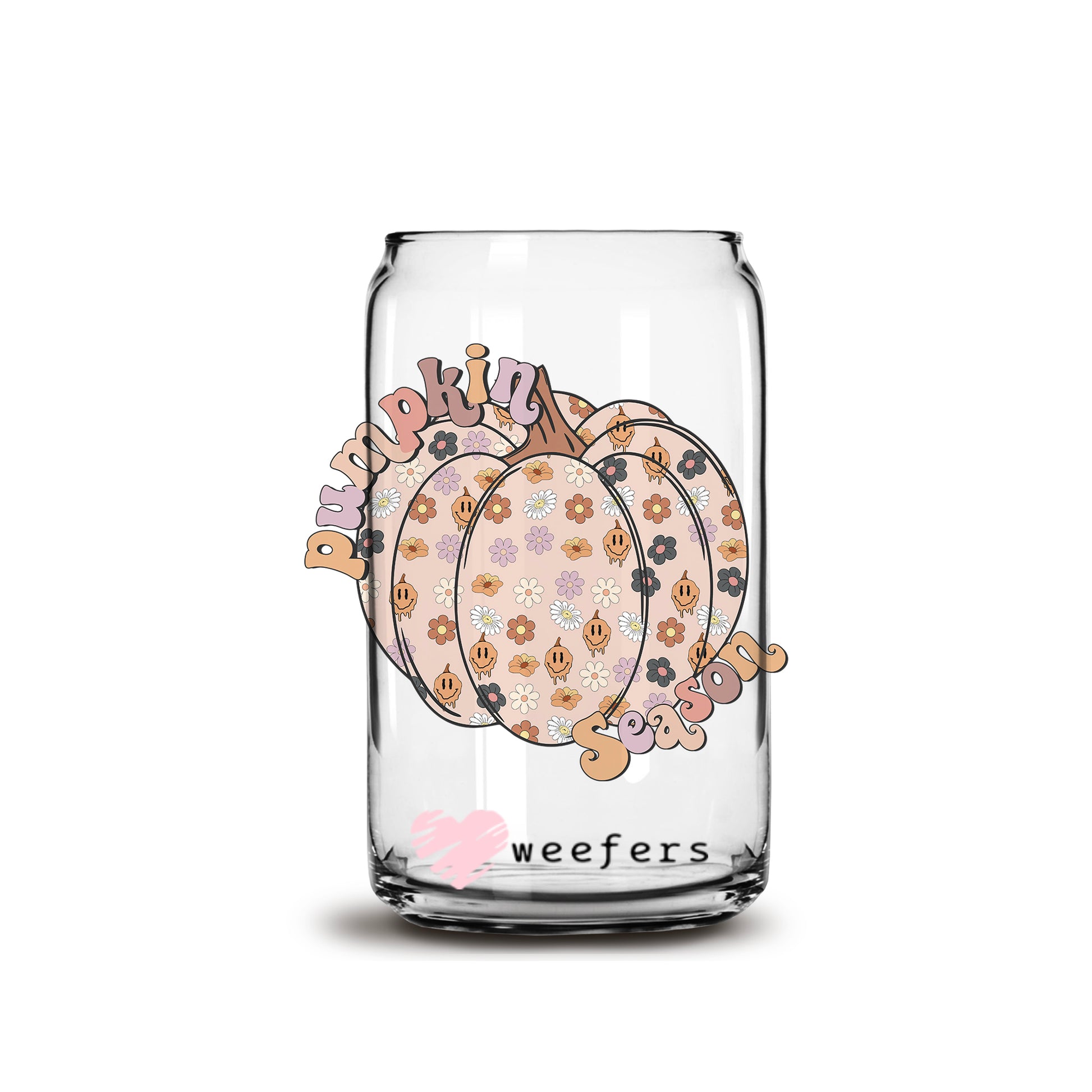 Pumpkin Season Fall 16oz Libbey Glass Can UV DTF or Sublimation Wrap - Decal - Weefers