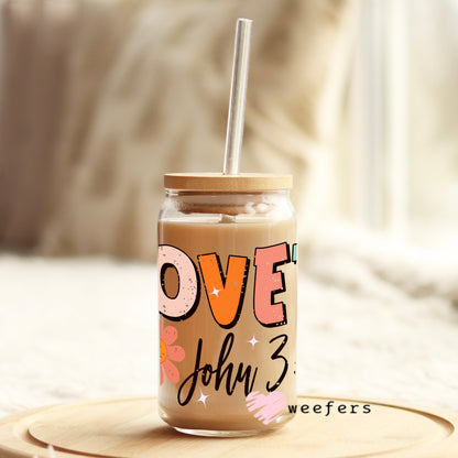 Loved John 3:16 Libbey Glass Can UV DTF or Sublimation Wrap - Decal - Weefers