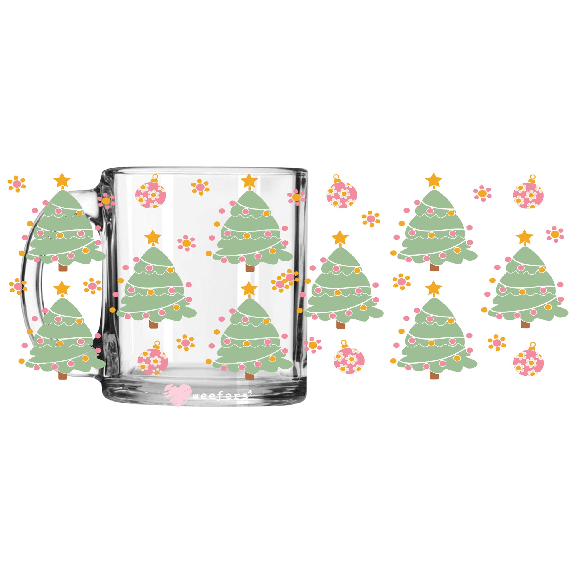 Green Whimsical Christmas Trees 11oz Coffee Mug UV DTF or Sublimation Wrap - Decal - Weefers