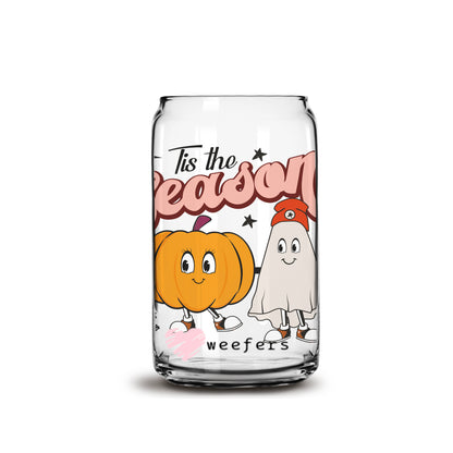 Tis The Season 16oz Libbey Glass Can UV DTF or Sublimation Wrap - Decal - Weefers