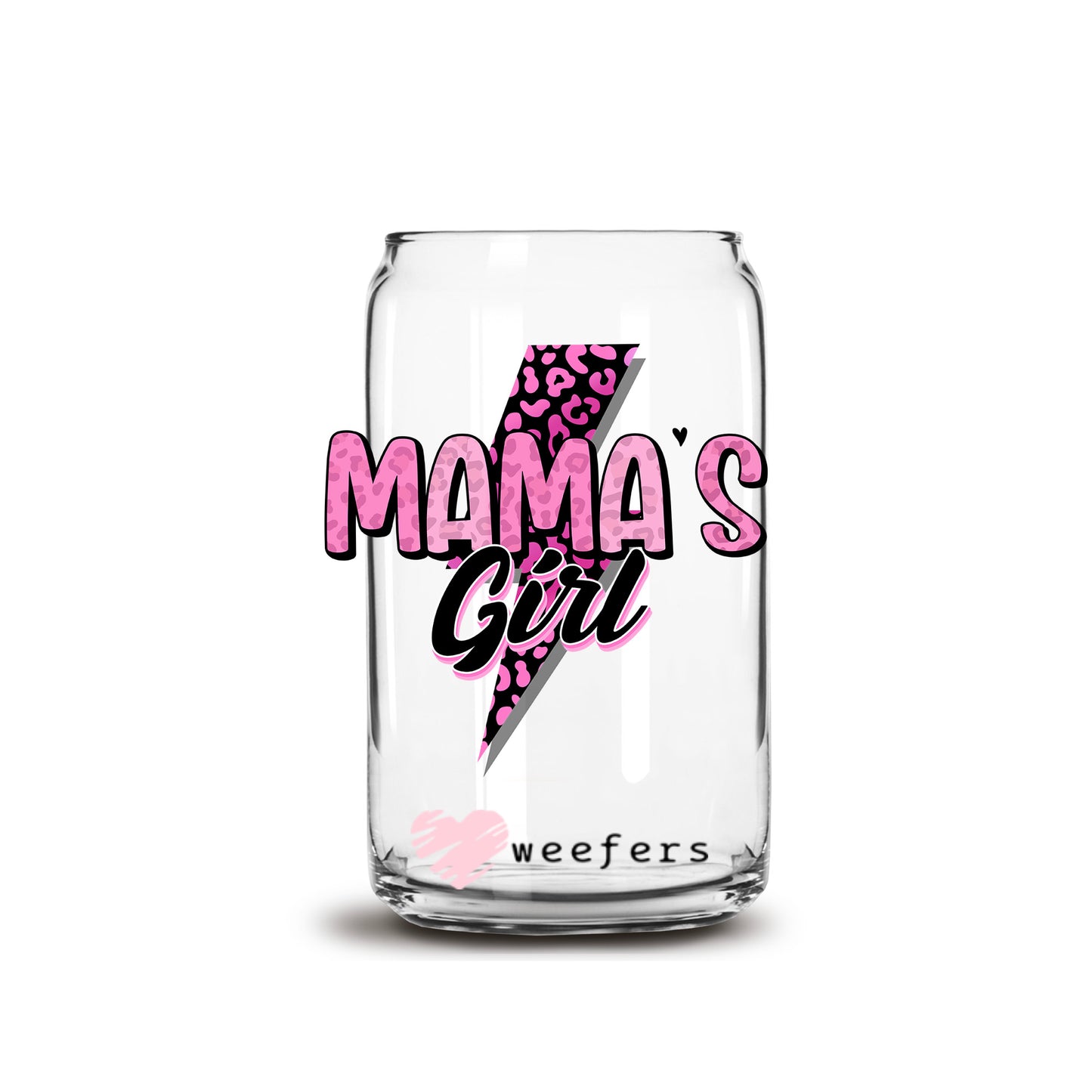 Pink Mama's Girl 16oz Libbey Glass Can UV DTF or Sublimation Cup Wrap - Decal Transfer - Weefers