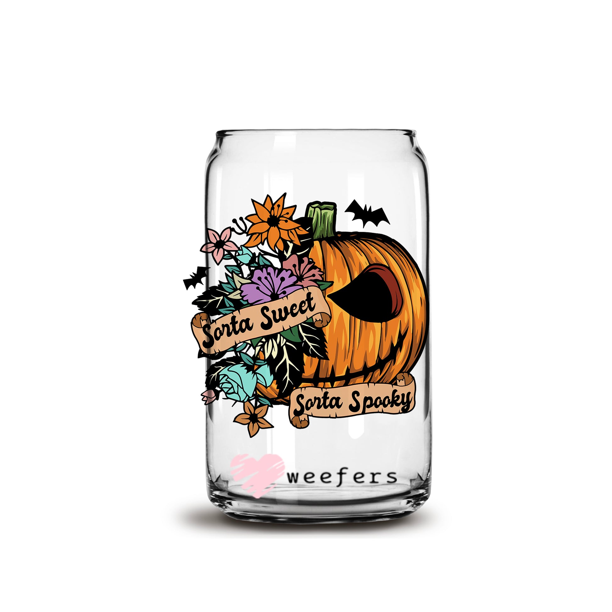 Sorta Sweet Sorta Spooky Halloween 16oz Libbey Glass Can UV DTF or Sublimation Wrap - Decal - Weefers