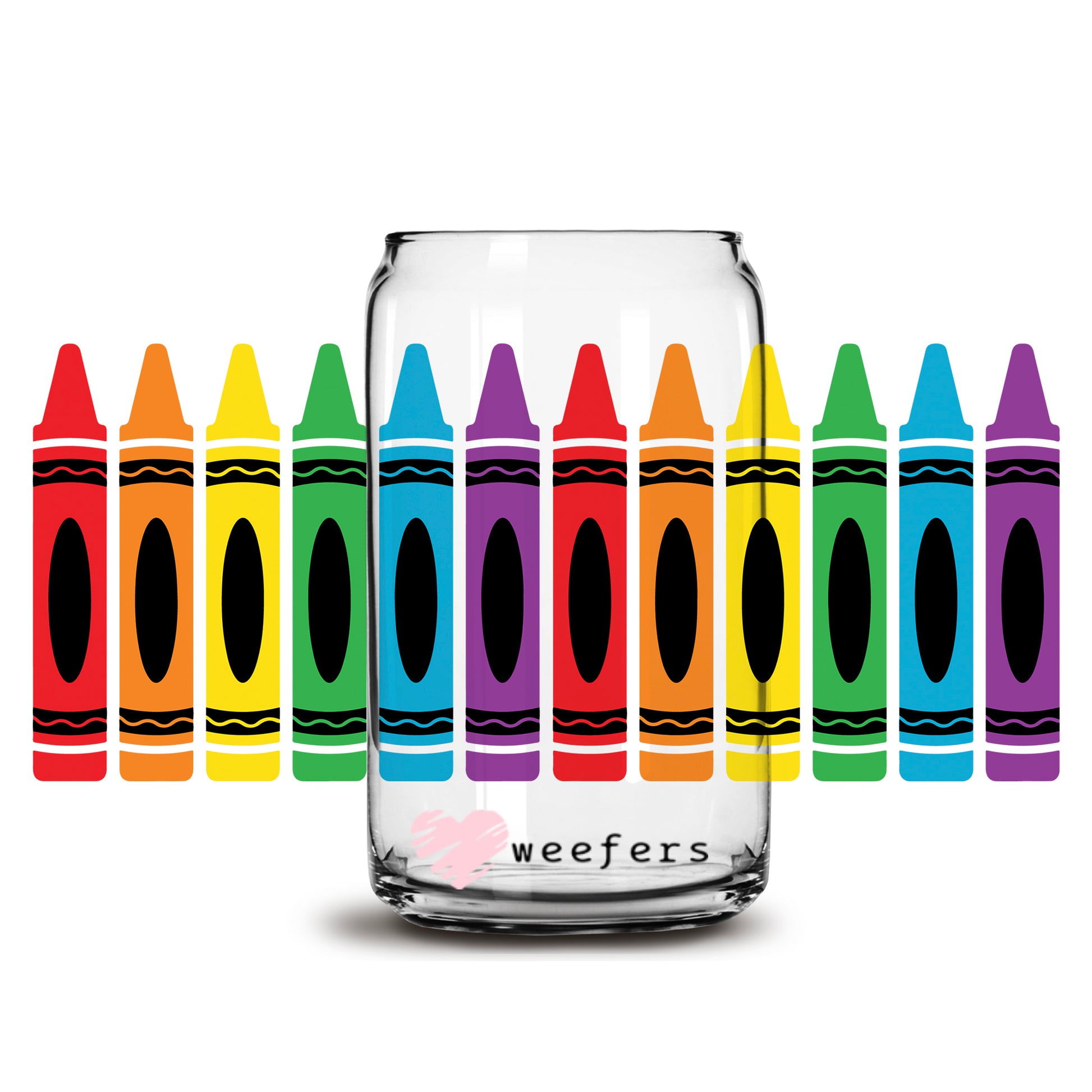 Teacher Colored Crayons 16oz Libbey Glass Can UV DTF or Sublimation Wrap - Decal - Weefers