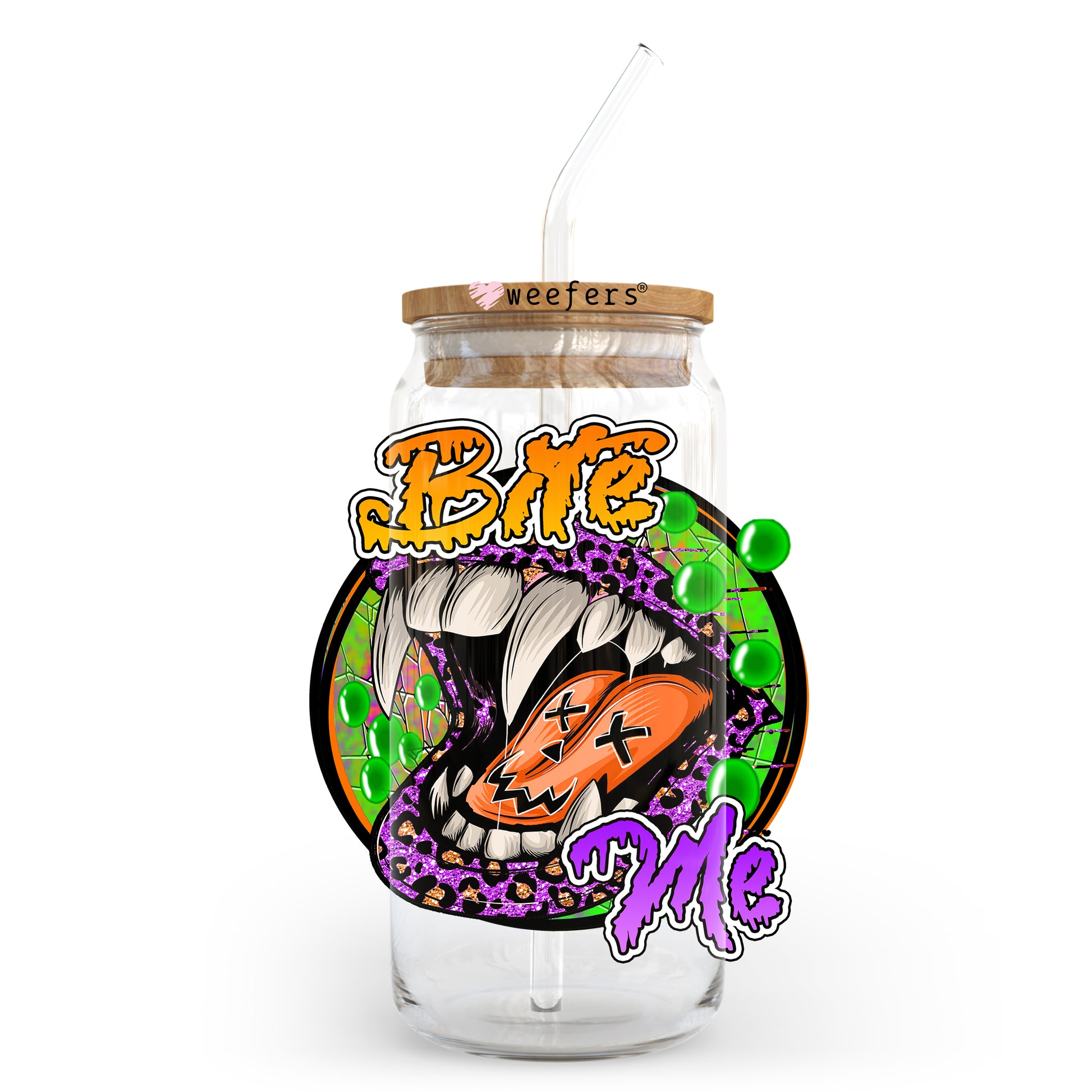 Bite Me Halloween 20oz Libbey Glass Can, 34oz Hip Sip, 40oz Tumbler UV DTF or Sublimation Decal Transfer - Weefers