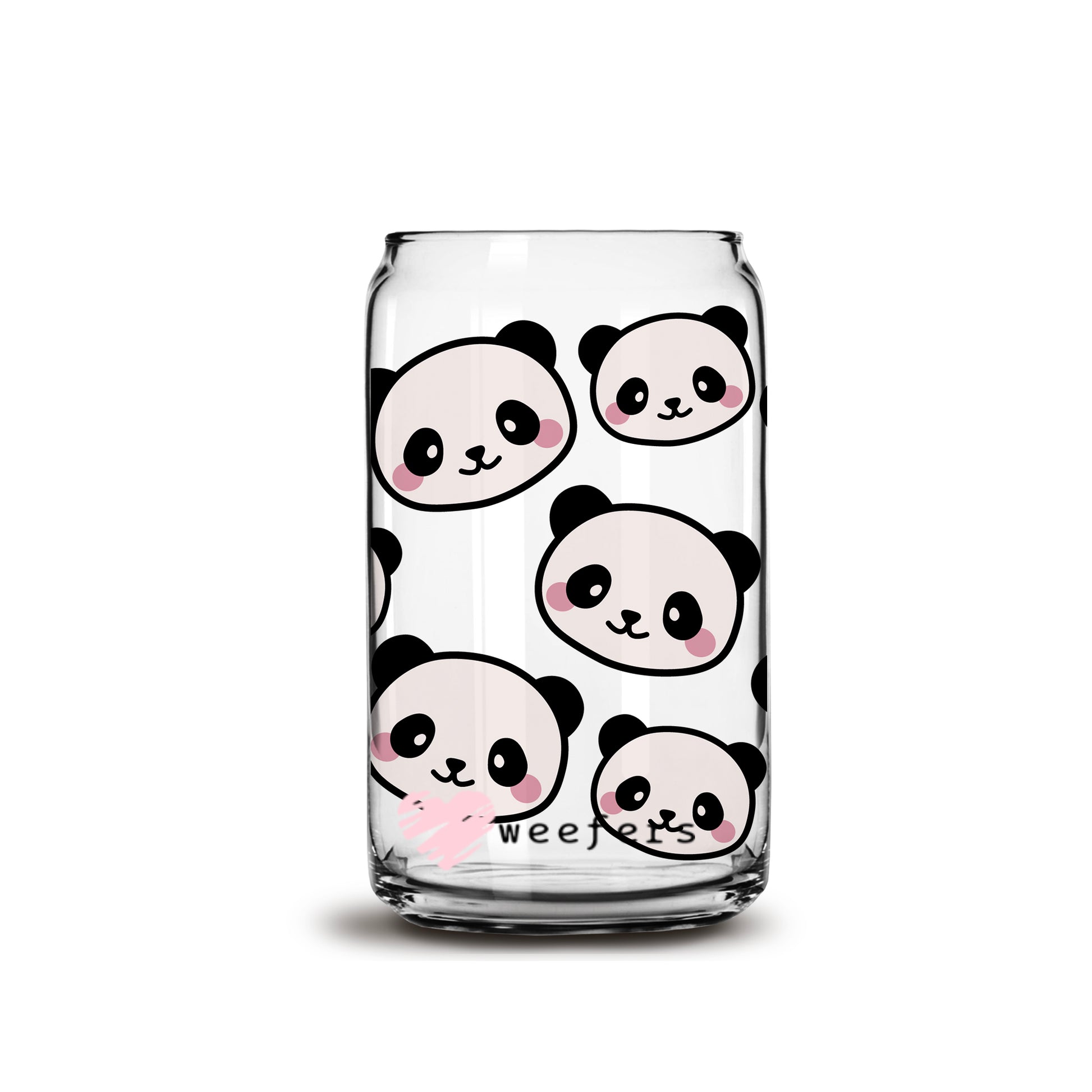 Cute Panda Faces 16oz Libbey Glass Can UV DTF or Sublimation Wrap - Decal - Weefers