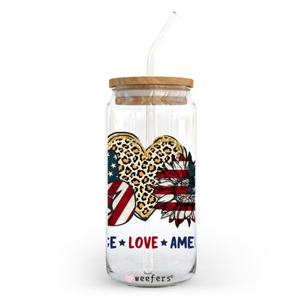 Peace Love America 20oz Libbey Glass Can, 34oz Hip Sip, 40oz Tumbler UV DTF or Sublimation Decal Transfer - Weefers