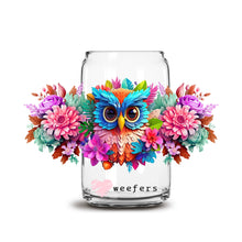 Load image into Gallery viewer, a glass jar with an owl painted on it

