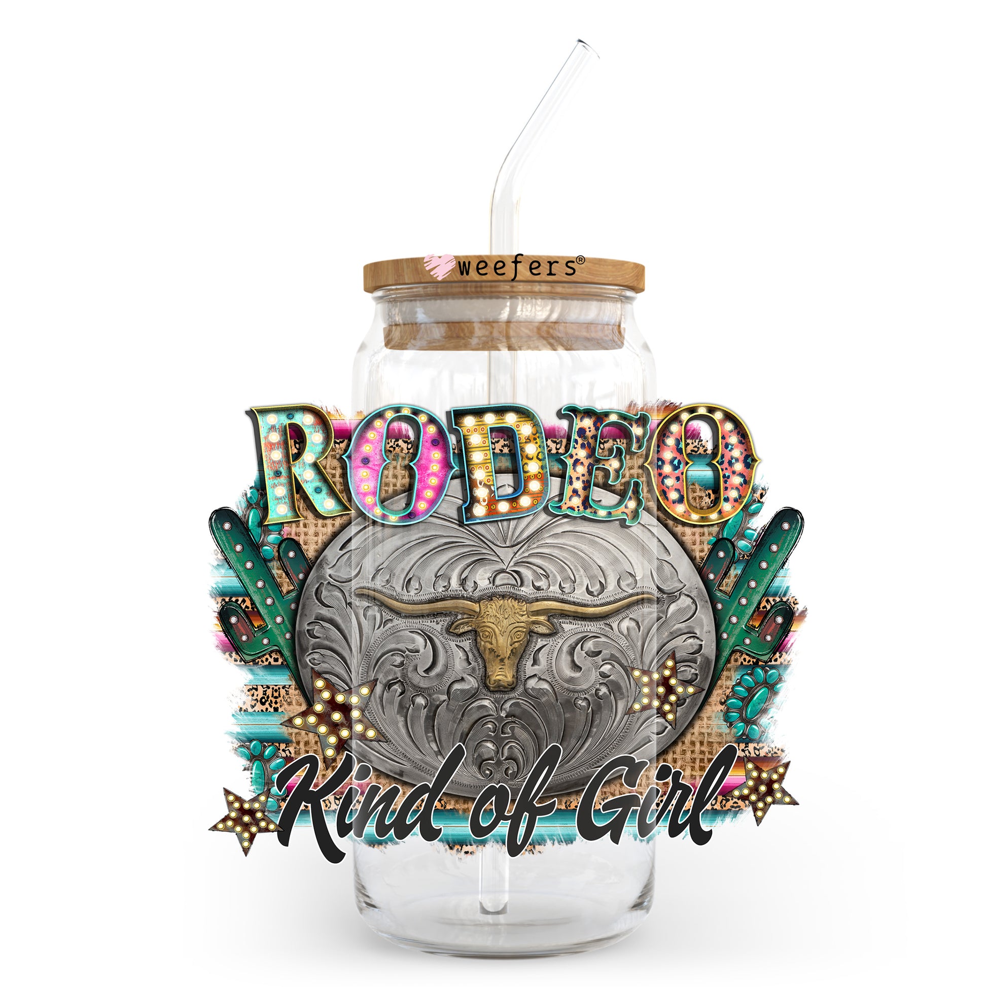 Rodeo Kind of Girl 20oz Libbey Glass Can UV DTF or Sublimation Wrap - Decal Transfer - Weefers