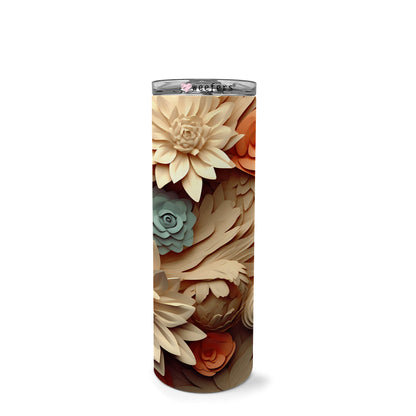 20oz Skinny Tumbler Wrap - 3D Cream and Blue and Coral - Weefers