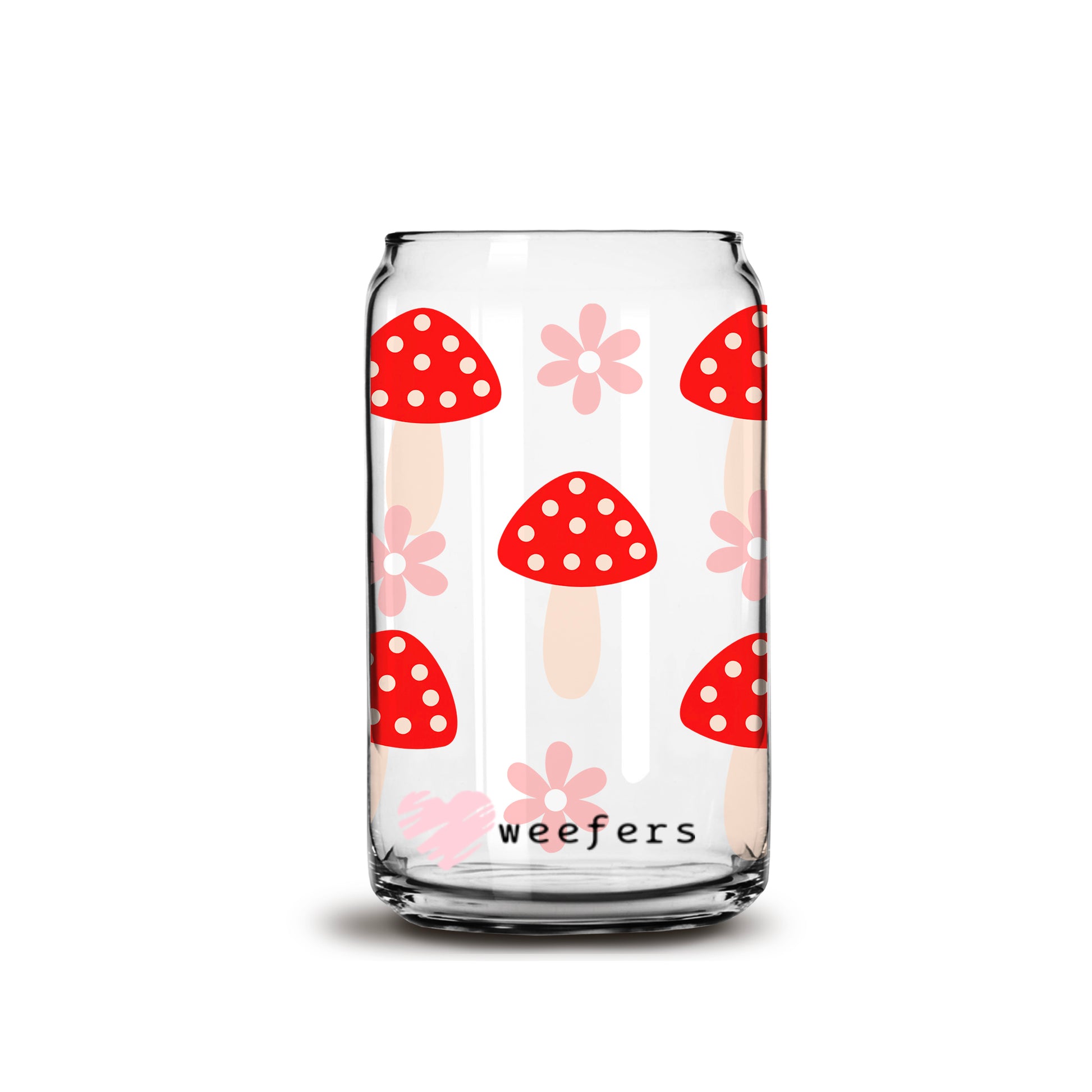 Mushroom Flowers 16oz Libbey Glass Can UV DTF or Sublimation Wrap - Decal - Weefers