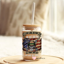 Load image into Gallery viewer, Stay Low Go Fast Veteran  16oz Libbey Glass Can UV-DTF or Sublimation Wrap - Decal
