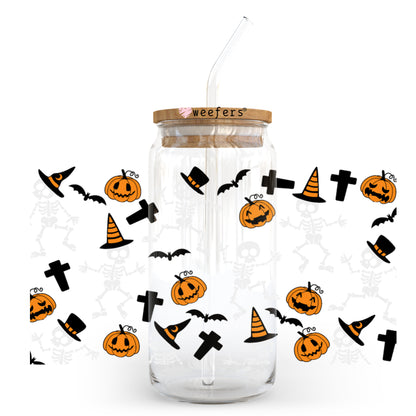 Halloween Skeletons 20oz Libbey Glass Can, 34oz Hip Sip, 40oz Tumbler UV DTF or Sublimation Decal Transfer - Weefers