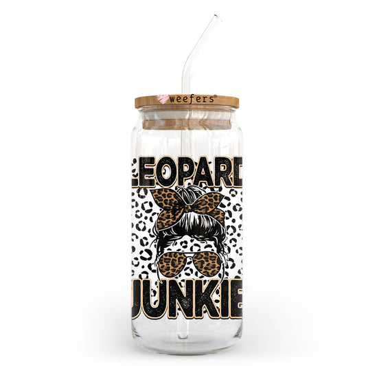 Leopard Junkie 20oz Libbey Glass Can UV DTF or Sublimation Wrap - Decal Transfer Weefers