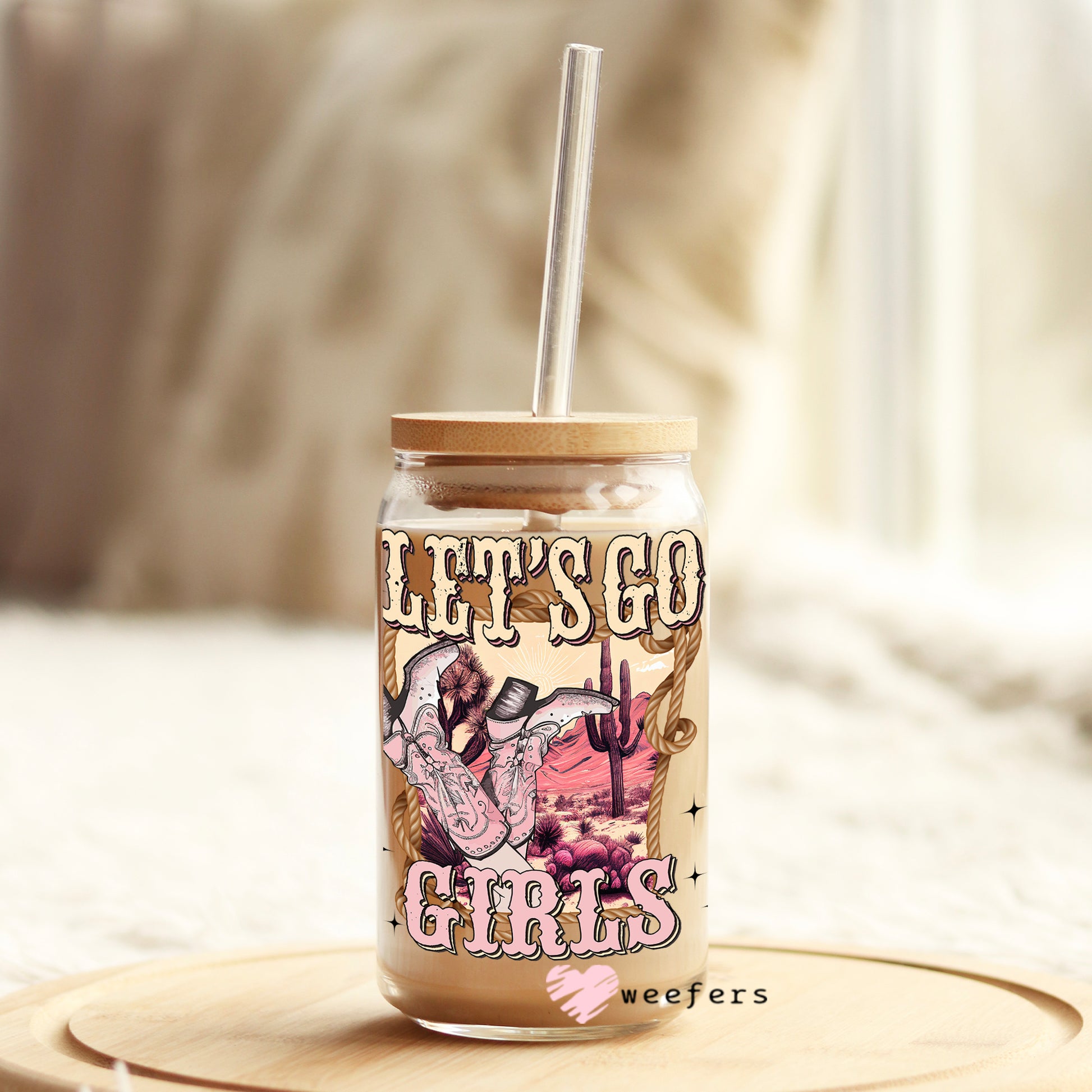 Let's Go Girls Western 16oz Libbey Glass Can UV DTF or Sublimation Wrap - Decal - Weefers