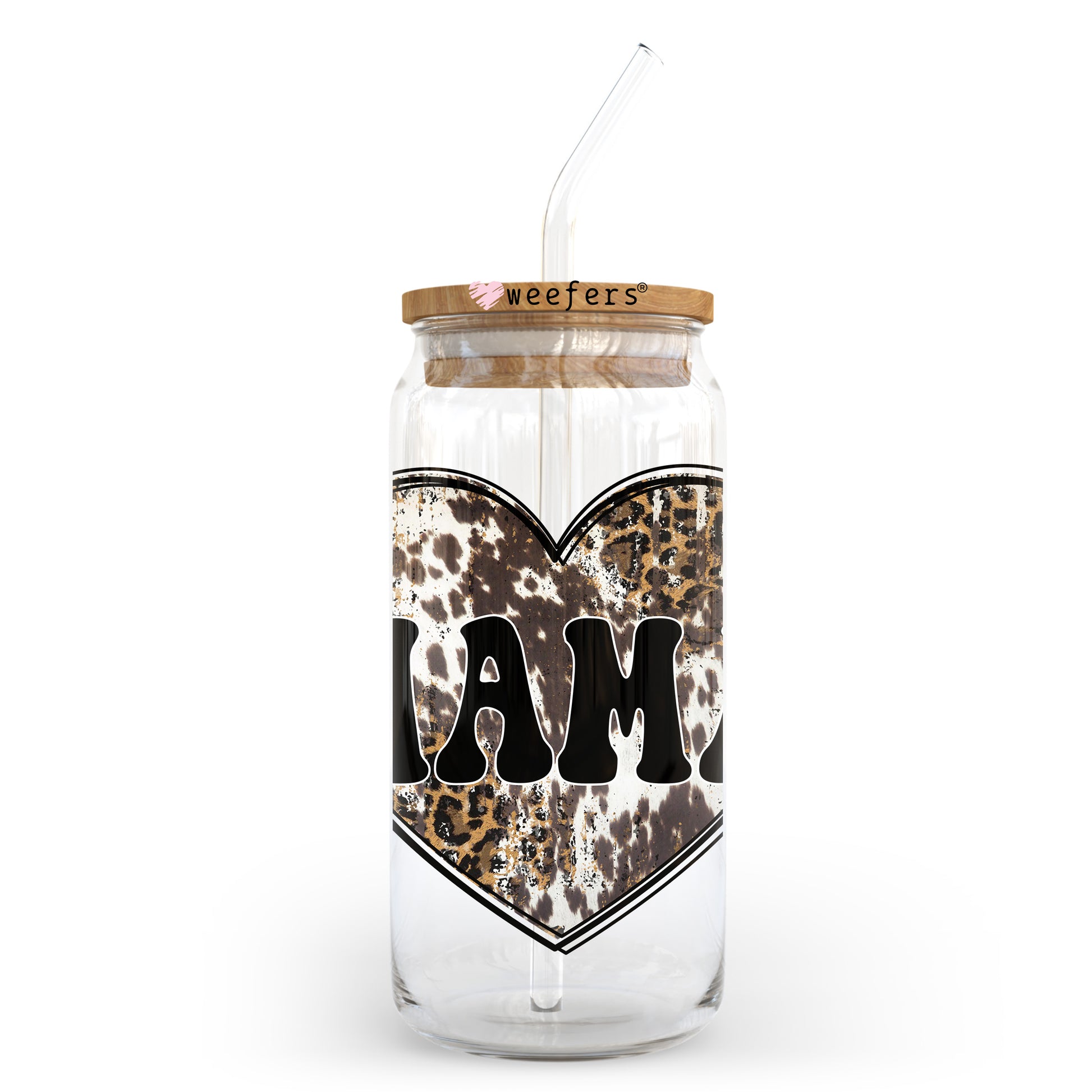 Mama Cow Hide 20oz Libbey Glass Can UV DTF or Sublimation Wrap - Decal Transfer - Weefers