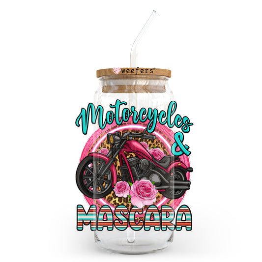 Motorcycles and Mascara 20oz Libbey Glass Can, 34oz Hip Sip, 40oz Tumbler UV DTF or Sublimation Decal Transfer Weefers