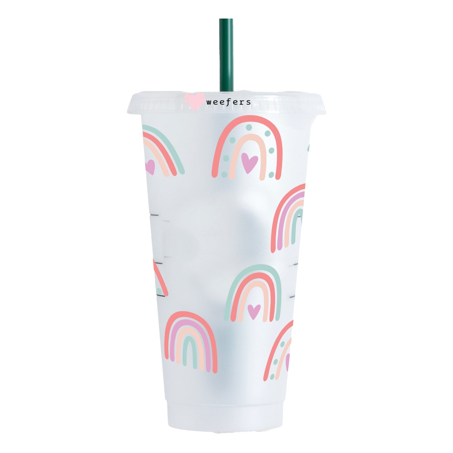 Boho Pink Rainbows 24oz UV DTF Cold Cup Wrap - Ready to apply Wrap - HOLE - Weefers